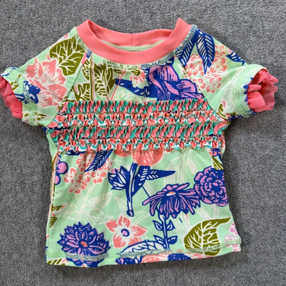Matilda Jane Short Sleeve Swim Top Baby Girl 3-6 Months Ruffle Floral Swimsuit